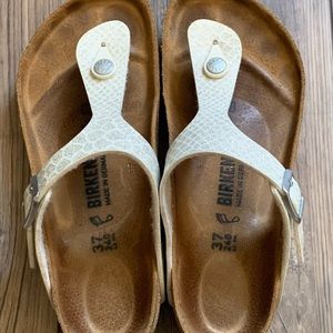 Birkenstock Gizeh - White/Silver Glitter